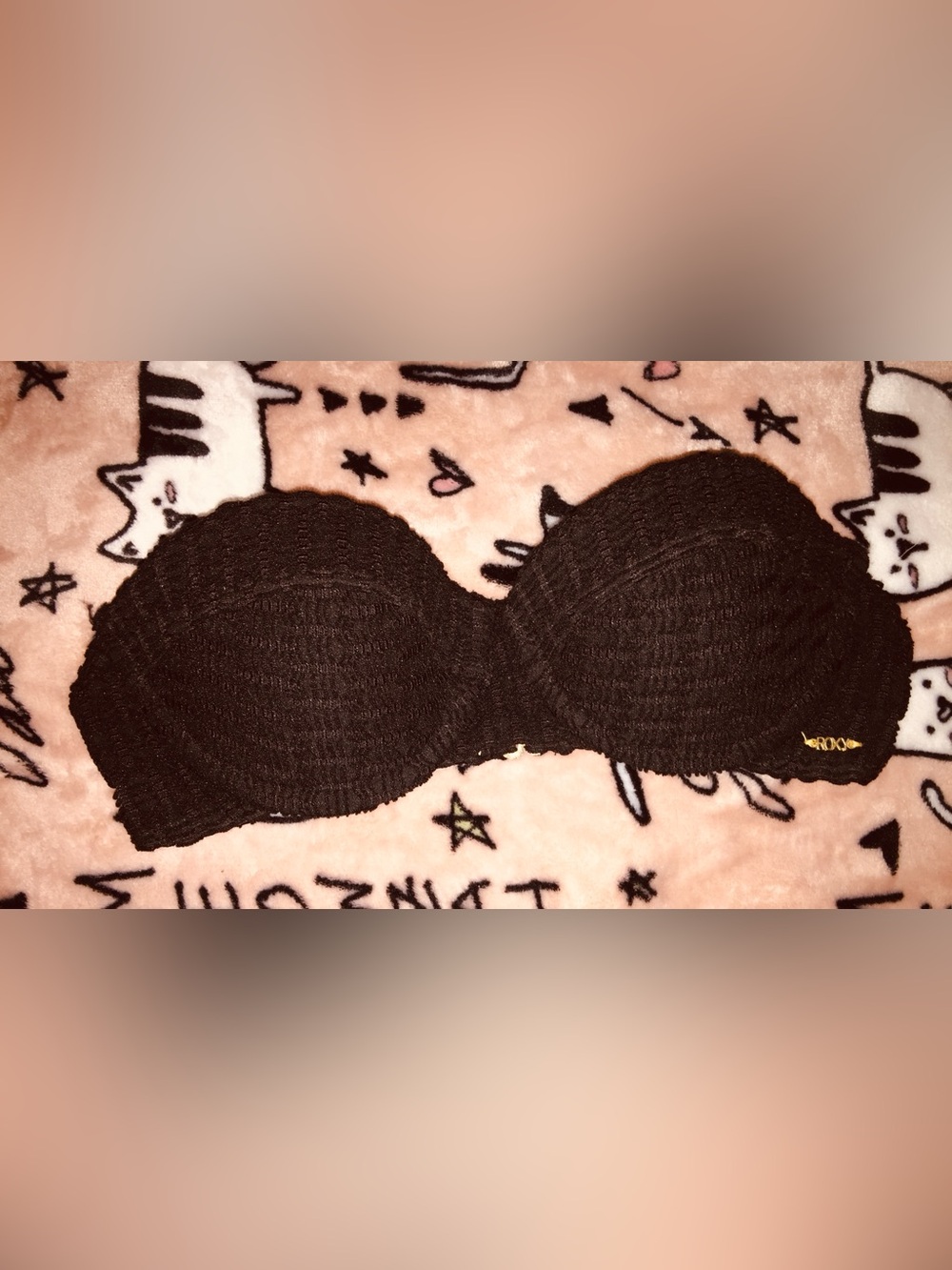 Roxy Black Strapless Bandeau Bikini Top NWOT